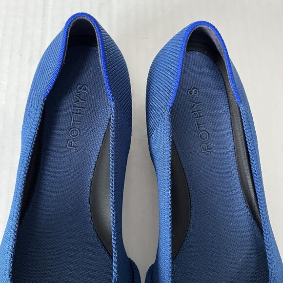 Rothy's The Knot Point II Ocean Blue Pointed Toe Knit Flats Knotted Bow Size 9.5 - Picture 9 of 16